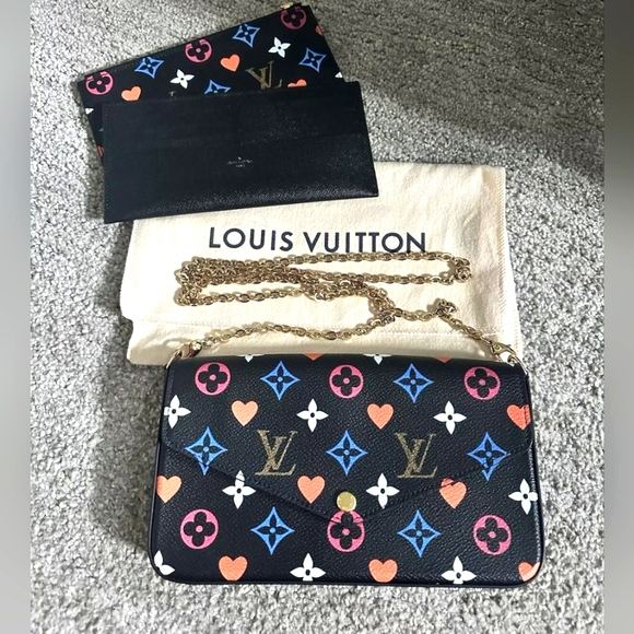 🔥Louis Vuitton lack Multicolor Monogram Coated Canvas Game On Félicie Pochette - Picture 9 of 11